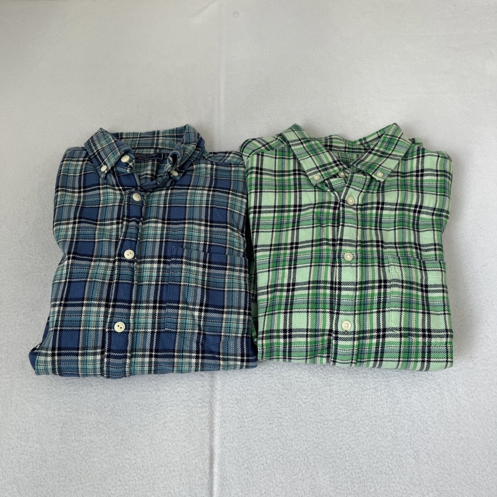 Lot of 2 Vineyard Vines Whale Shirt Men's Sz M Plaid Double Layered Flannel